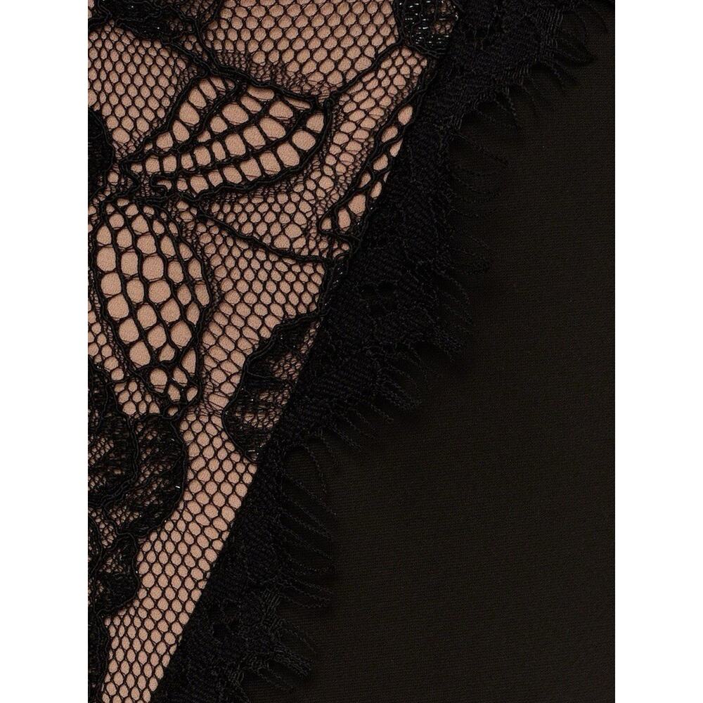 NWT Adrianna Papell Black Stretch Satin Lace Maxi Slip Gown Dress US 12 - Picture 5 of 12